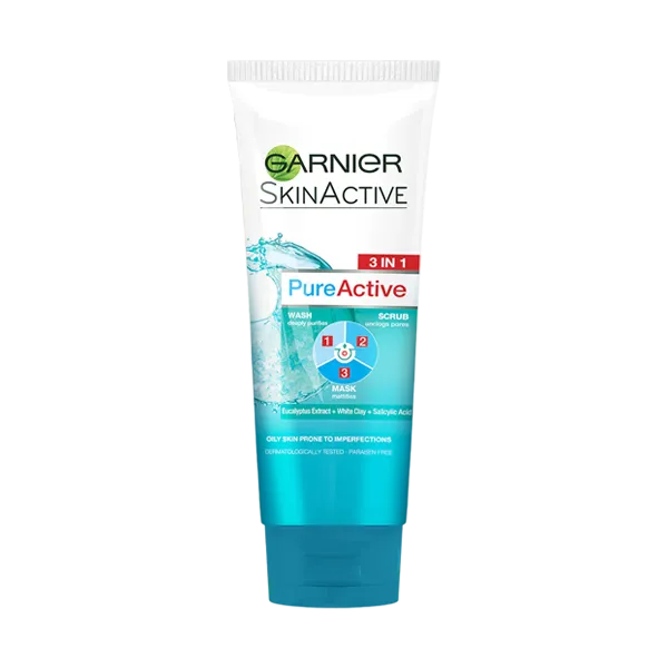 Garnier Pure Active 3 In 1 Clay Wash Scrub Mask 100ml
