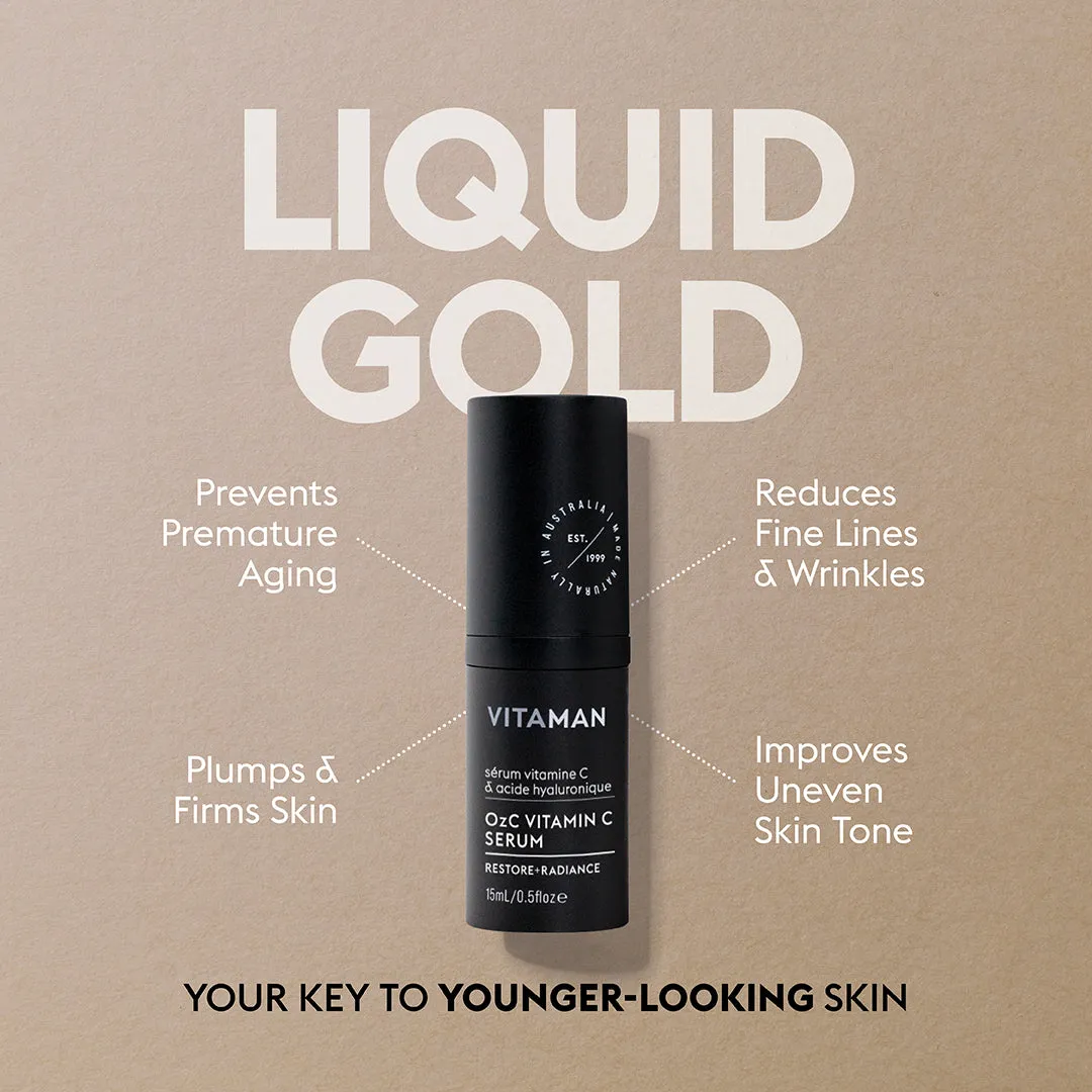 OzC Men's Vitamin C Serum - Brightens, Smooths & Revitalizes Skin (0.5 oz)