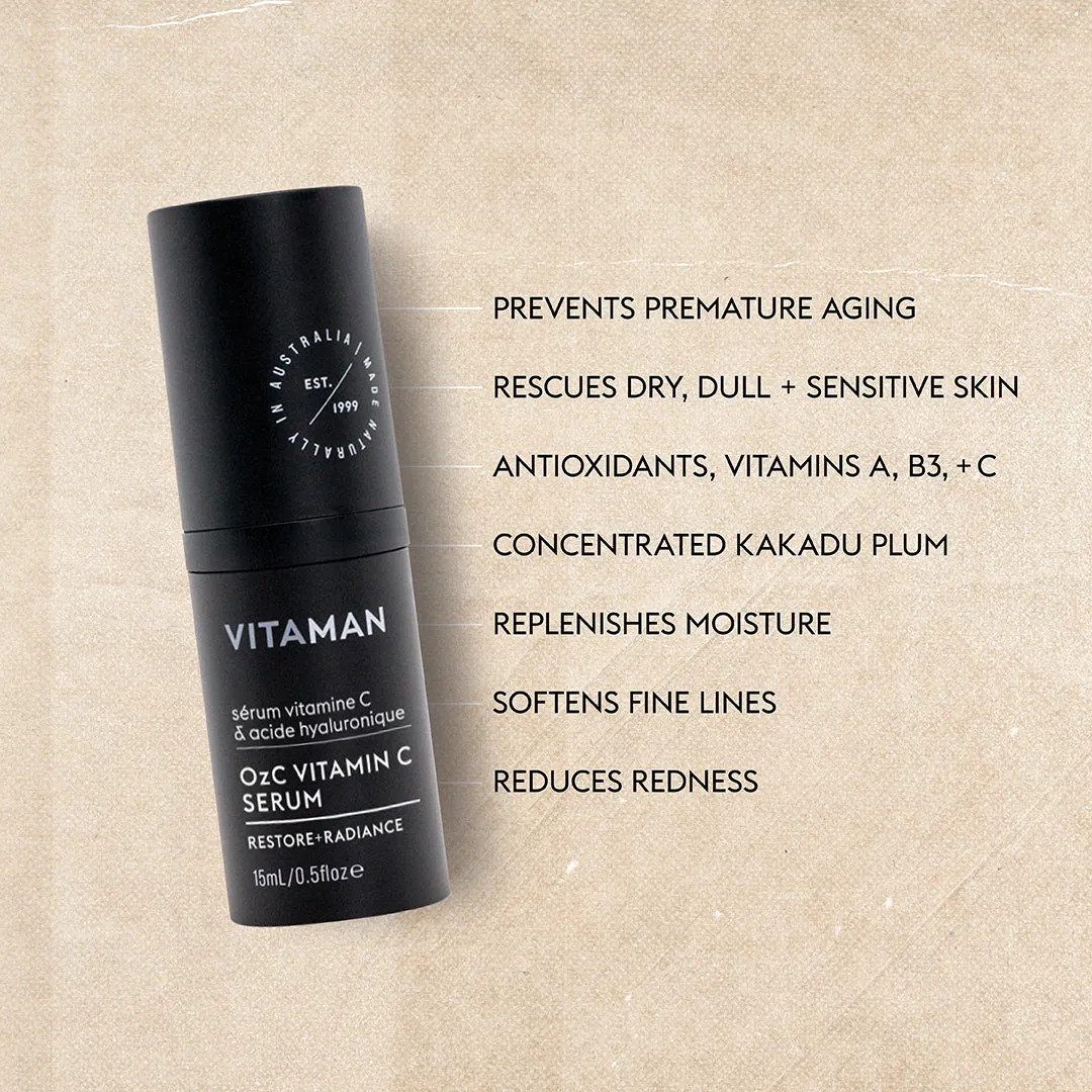OzC Men's Vitamin C Serum - Brightens, Smooths & Revitalizes Skin (0.5 oz)
