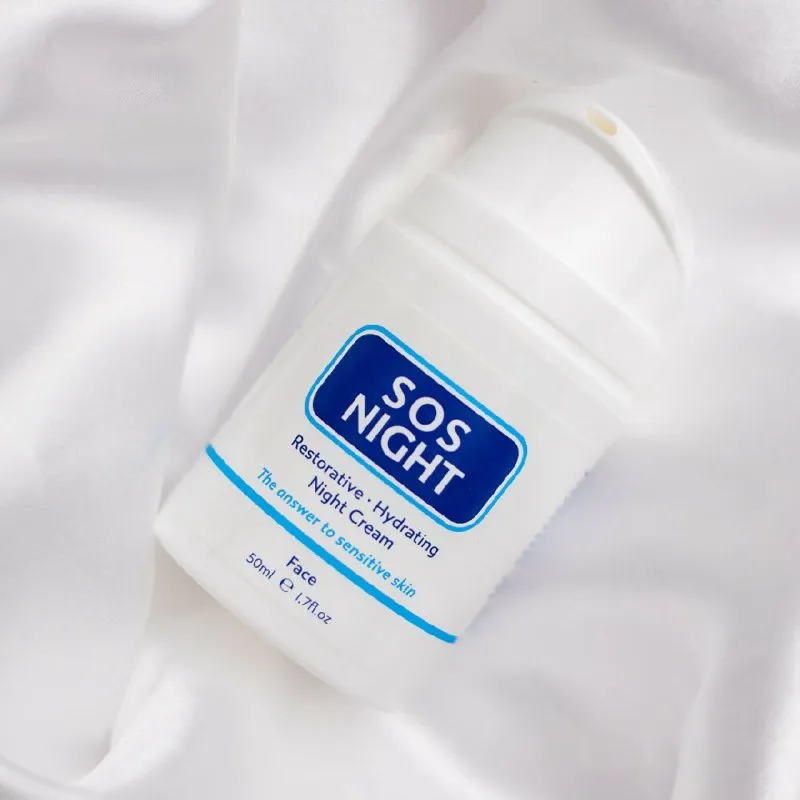 SOS Night Cream Moisturiser 50ml | Nourishing & Hydrating Night Cream for All Skin Types | Anti-Aging, Revitalizing Formula with Vitamin E & Hyaluronic Acid