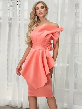 Strapless Bodycon Blush Midi Homecoming Dress